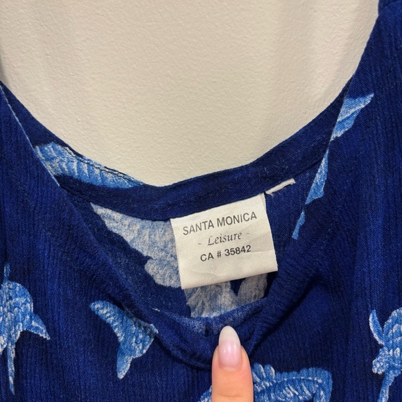 Textured Mini Blue Dress with Sea Life Print - Picture 7 of 8